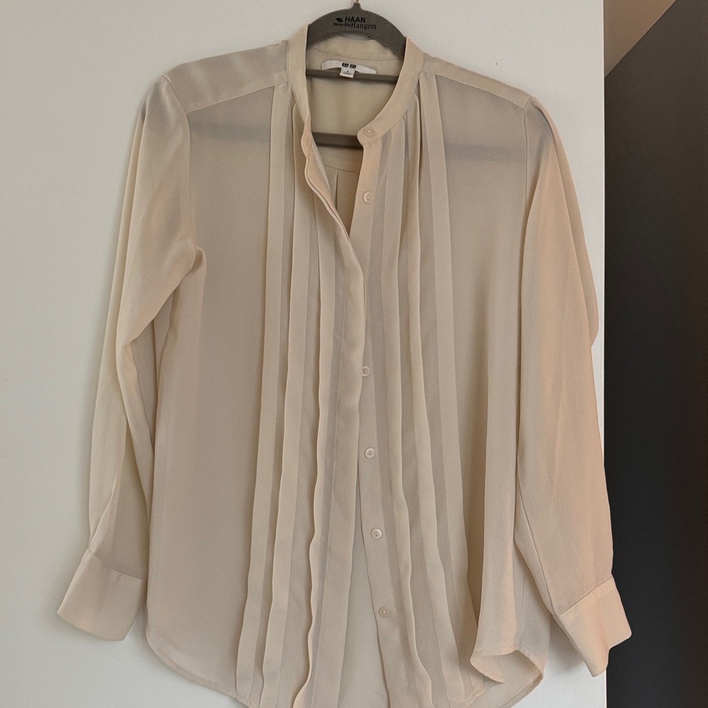 Uniqlo chiffon blouse in creamy white